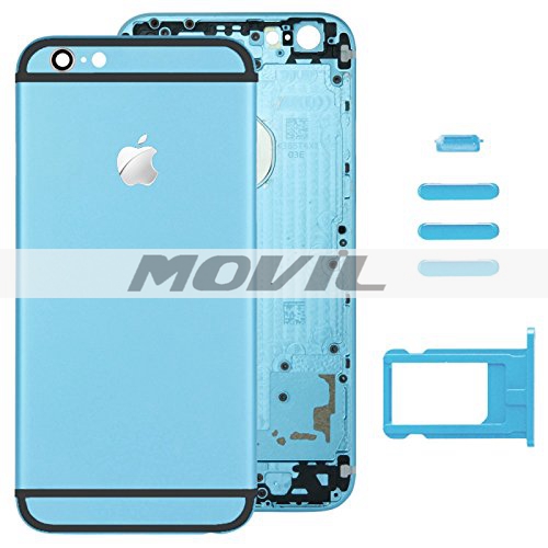 Baby Blue Full Housing Back Cover with Card Tray & Volume Control Key & Power Button & Mute Switch Vibrator Key Replacement for Apple iPhone 6
